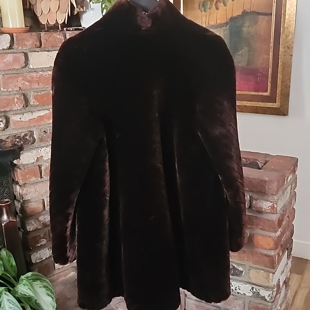 Vintage Pellicceria Canali Milano Dark Brown Mouton Lamb Fur Coat Italy - Picture 6 of 14